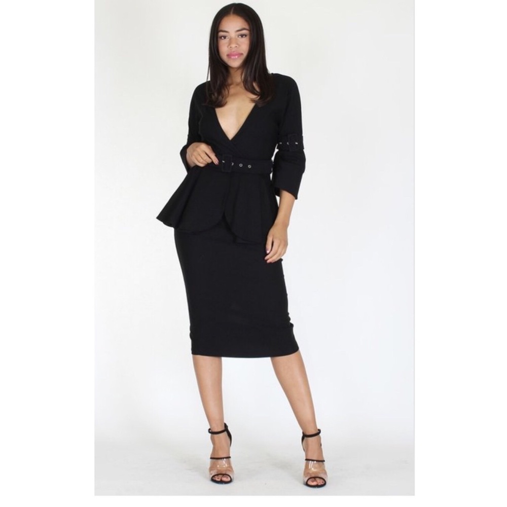 BELTED MIDI DRESS